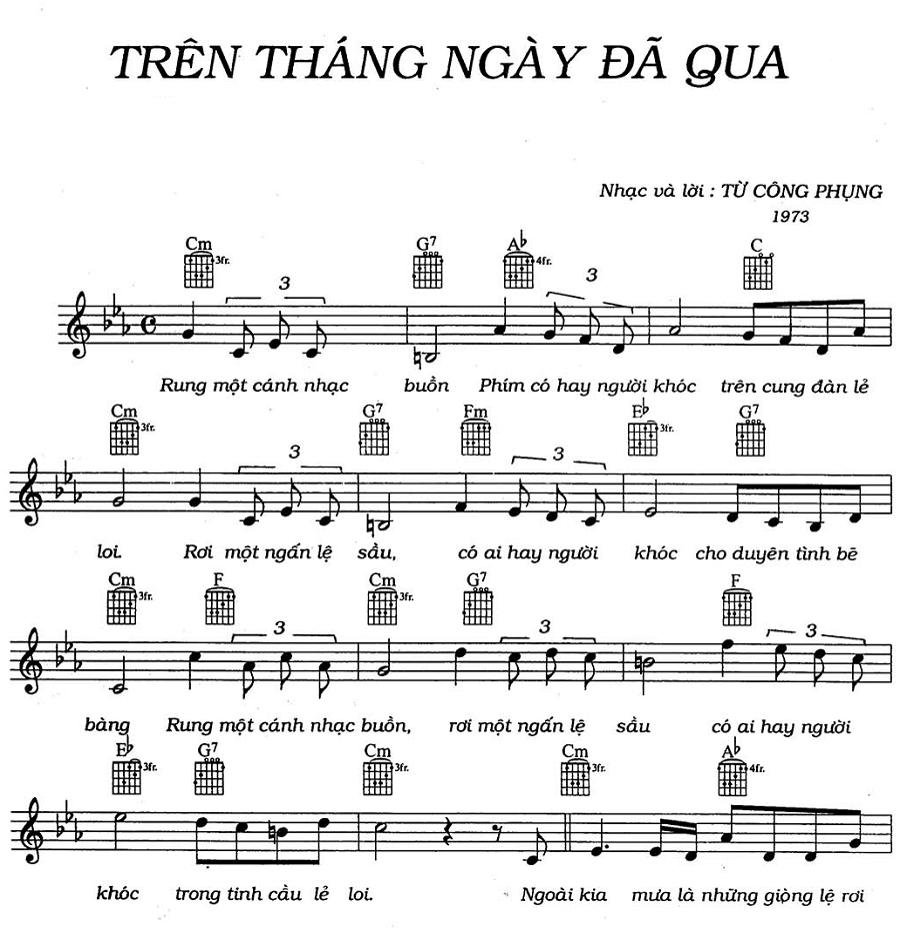 Sheet nhạc Trên Tháng Ngày Đã Qua